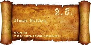 Ulman Balázs névjegykártya
